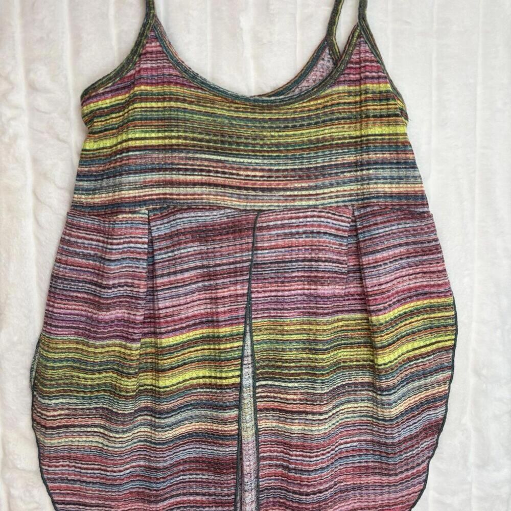 Earthbound Trading Co Colorful Split Front Camisole Slit Sides Y2K 90s Medium - Picture 2 of 11